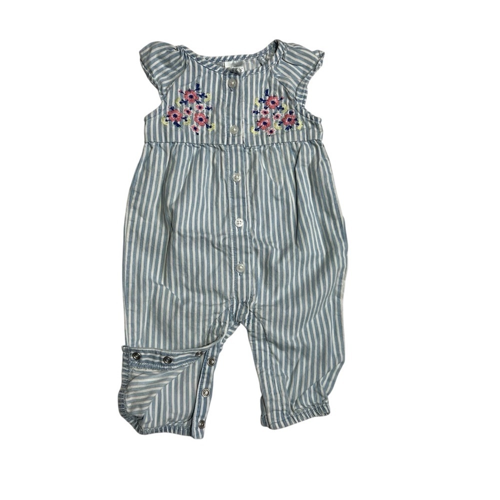 Carter's Blue and White Striped Jumpsuit Bottoms